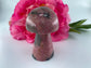 Polished Rhodonite Mushroom 153grams featuring pink tone with black veining - Luna Panther