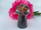 Polished Rhodonite Mushroom 157grams featuring pink tone with black veining - Luna Panther