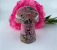 Polished Rhodonite Mushroom 195grams featuring pink tone with black veining - Luna Panther