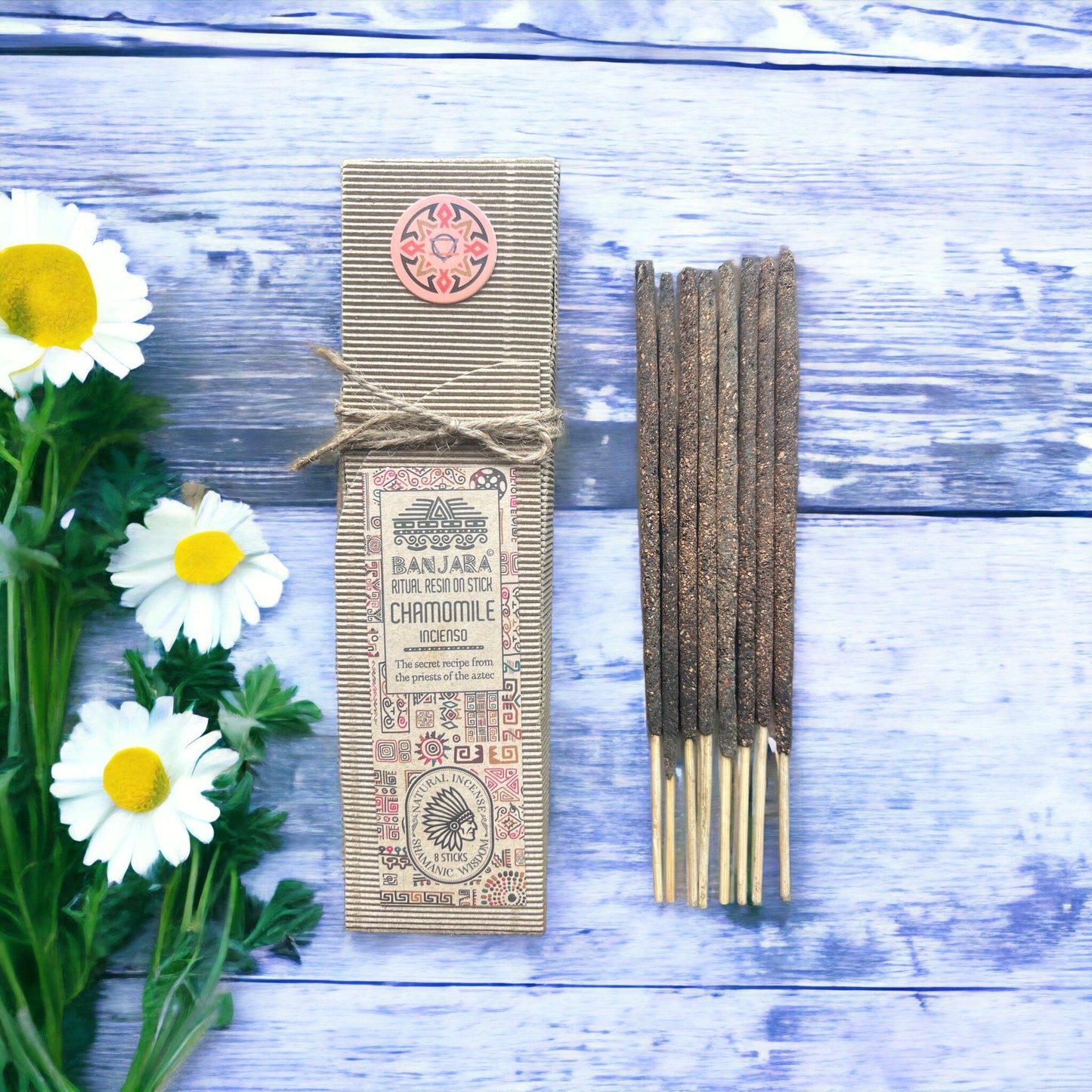 Polished Ritual Resin on Stick - Chamomile featuring natural patterning and unique variations - Luna Panther