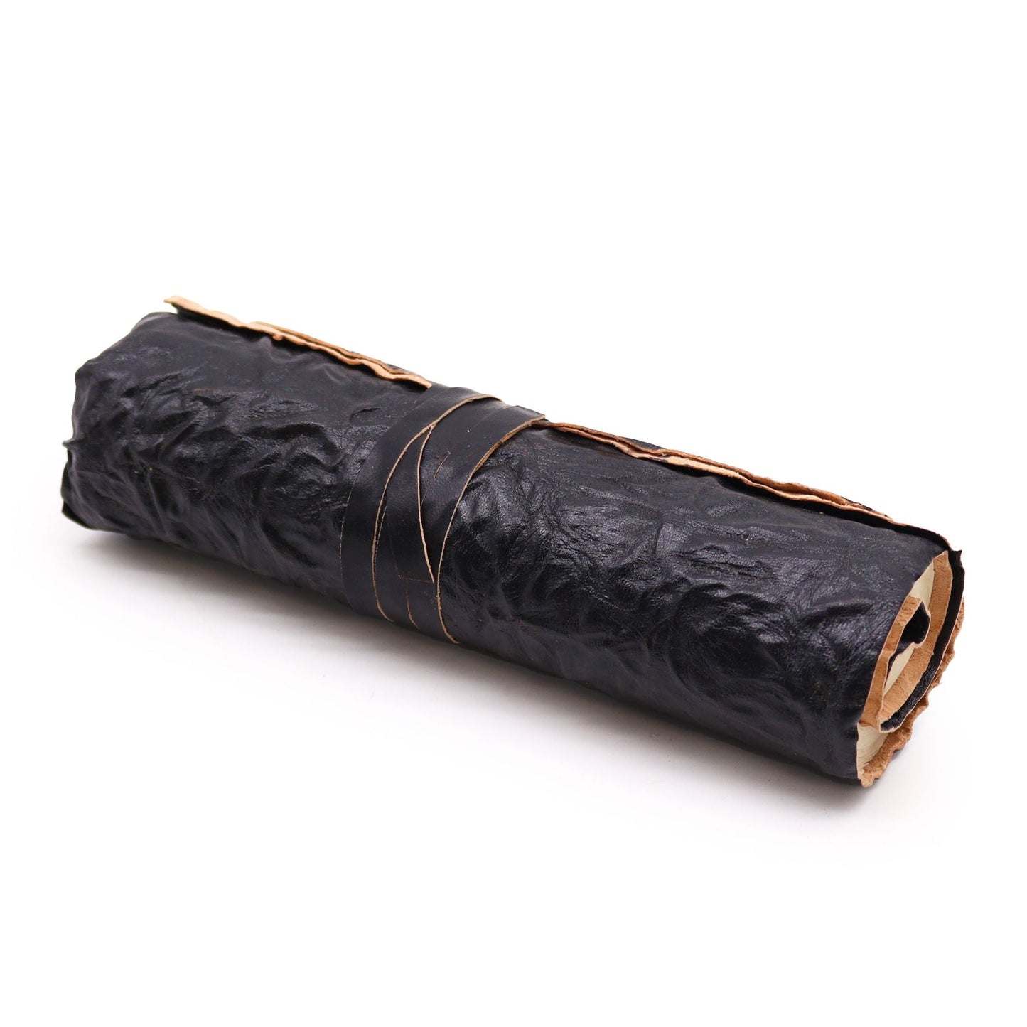 Rolled Leather Travel Notebook - 96 pages - Black 21x15cm - Luna Panther