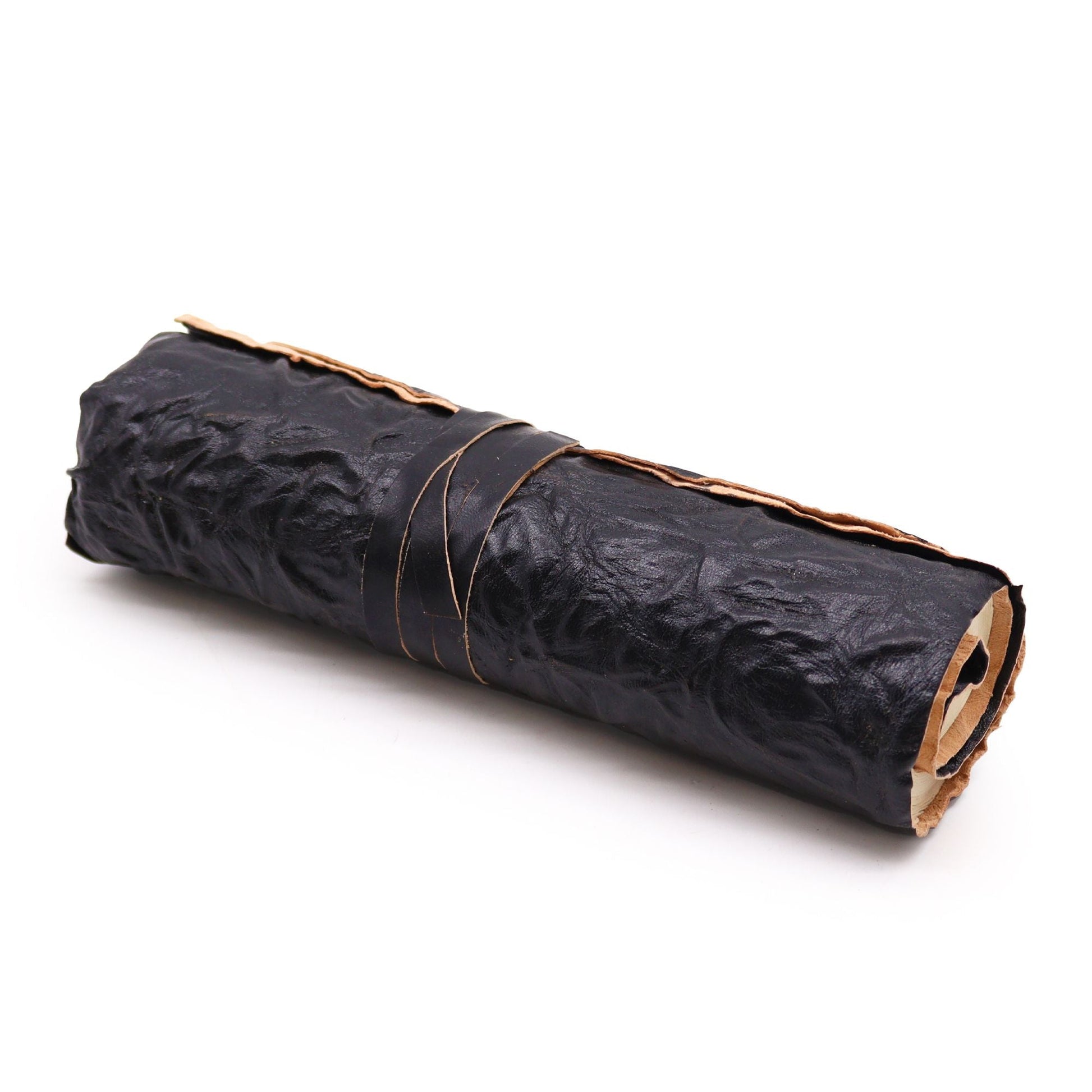 Rolled Leather Travel Notebook - 96 pages - Black 21x15cm - Luna Panther