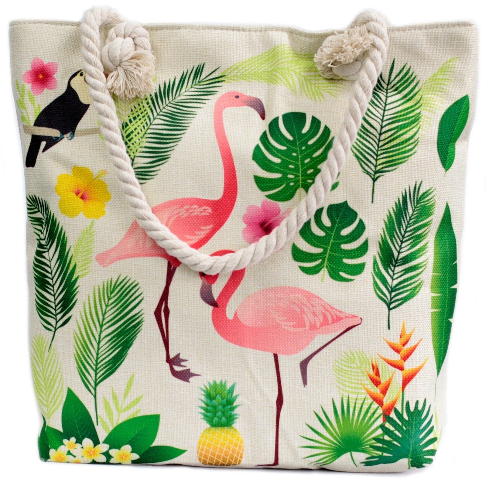 Polished Rope Handle Bag - Flamingo & More featuring natural patterning and unique variations - Luna Panther