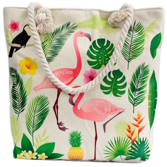 Polished Rope Handle Bag - Flamingo & More featuring natural patterning and unique variations - Luna Panther