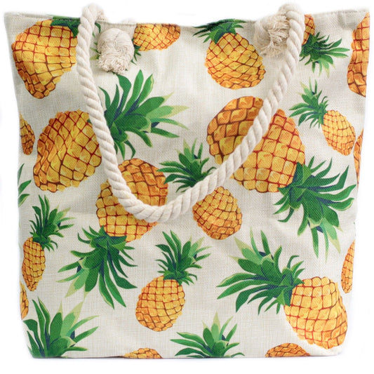 Polished Rope Handle Bag - Pineapples featuring natural patterning and unique variations - Luna Panther