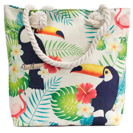 Polished Rope Handle Bag - Tropical Toucan featuring natural patterning and unique variations - Luna Panther