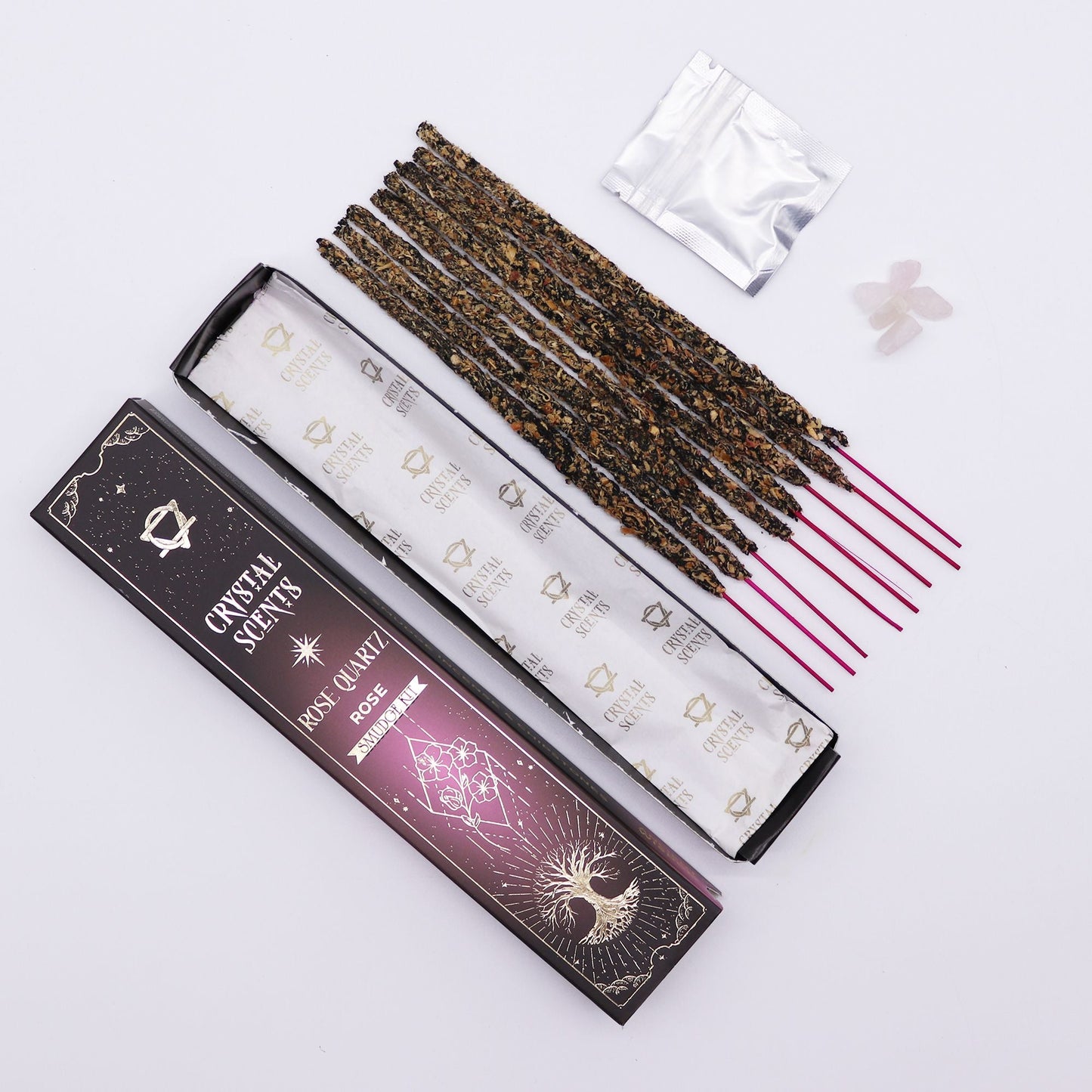 Rose Quartz Crystal Scents Smudge Incense - Rose - Luna Panther