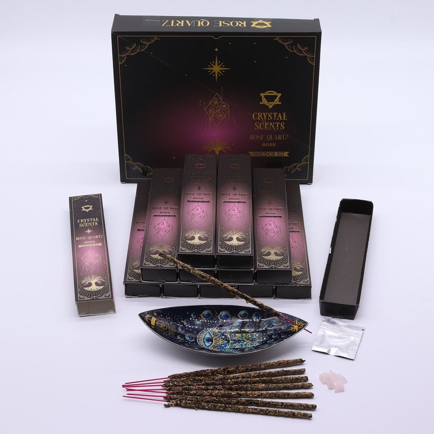 Rose Quartz Crystal Scents Smudge Incense - Rose - Luna Panther