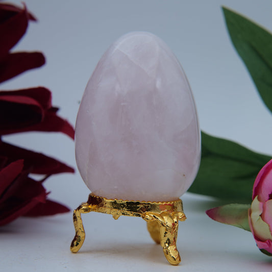 Polished Rose Quartz Egg 60mm featuring soft pink tone and gentle translucence - Luna Panther