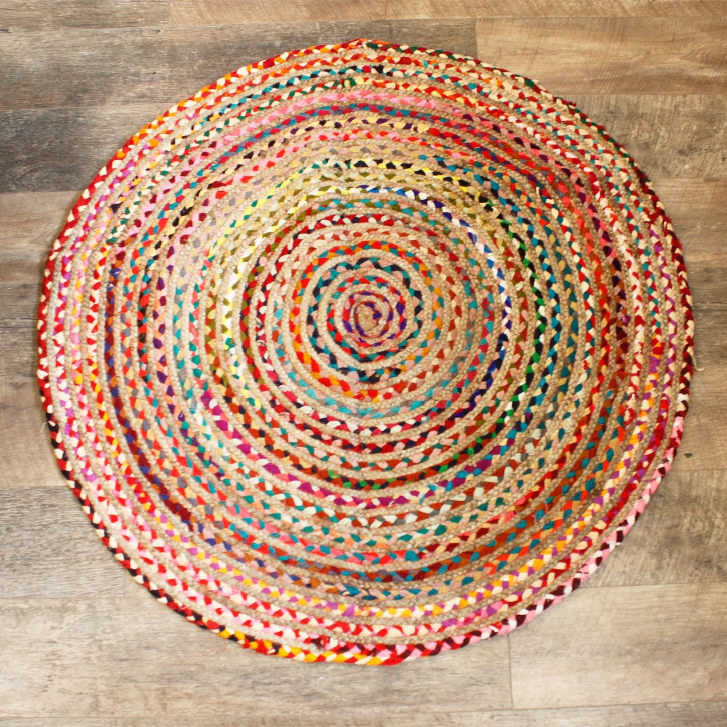 Round Jute and Recycled Cotton Rug - 120 cm - Luna Panther