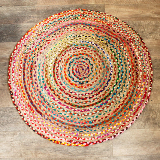 Round Jute and Recycled Cotton Rug - 120 cm - Luna Panther