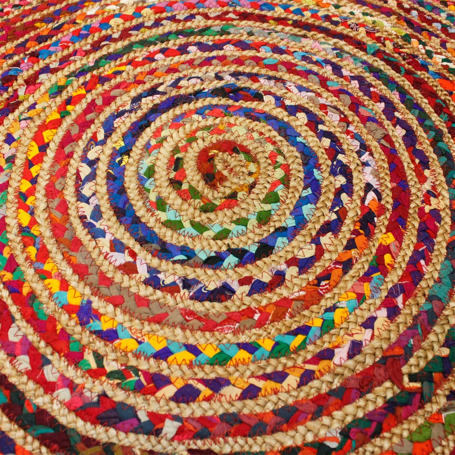 Round Jute and Recycled Cotton Rug - 120 cm - Luna Panther