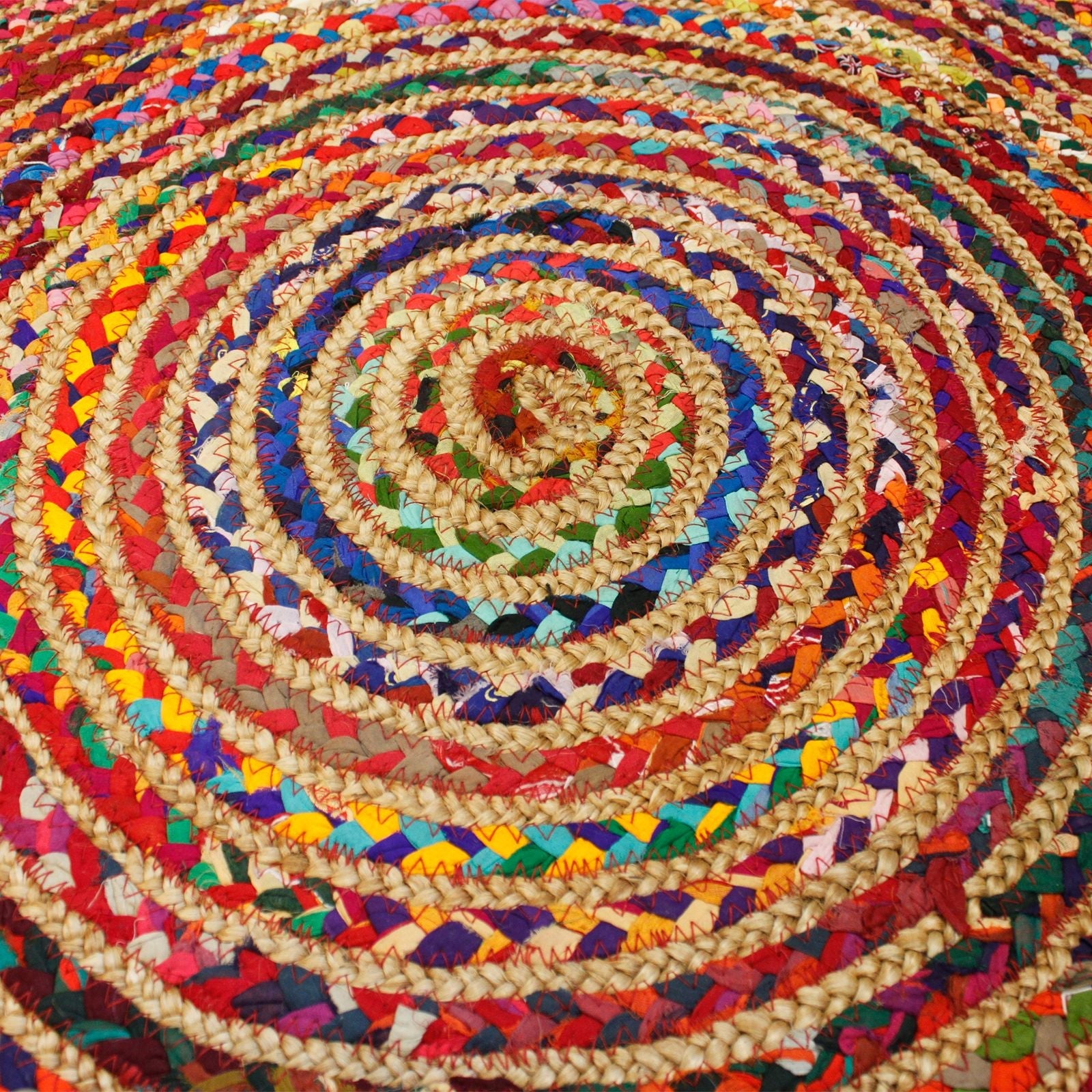 Round Jute and Recycled Cotton Rug - 120 cm - Luna Panther