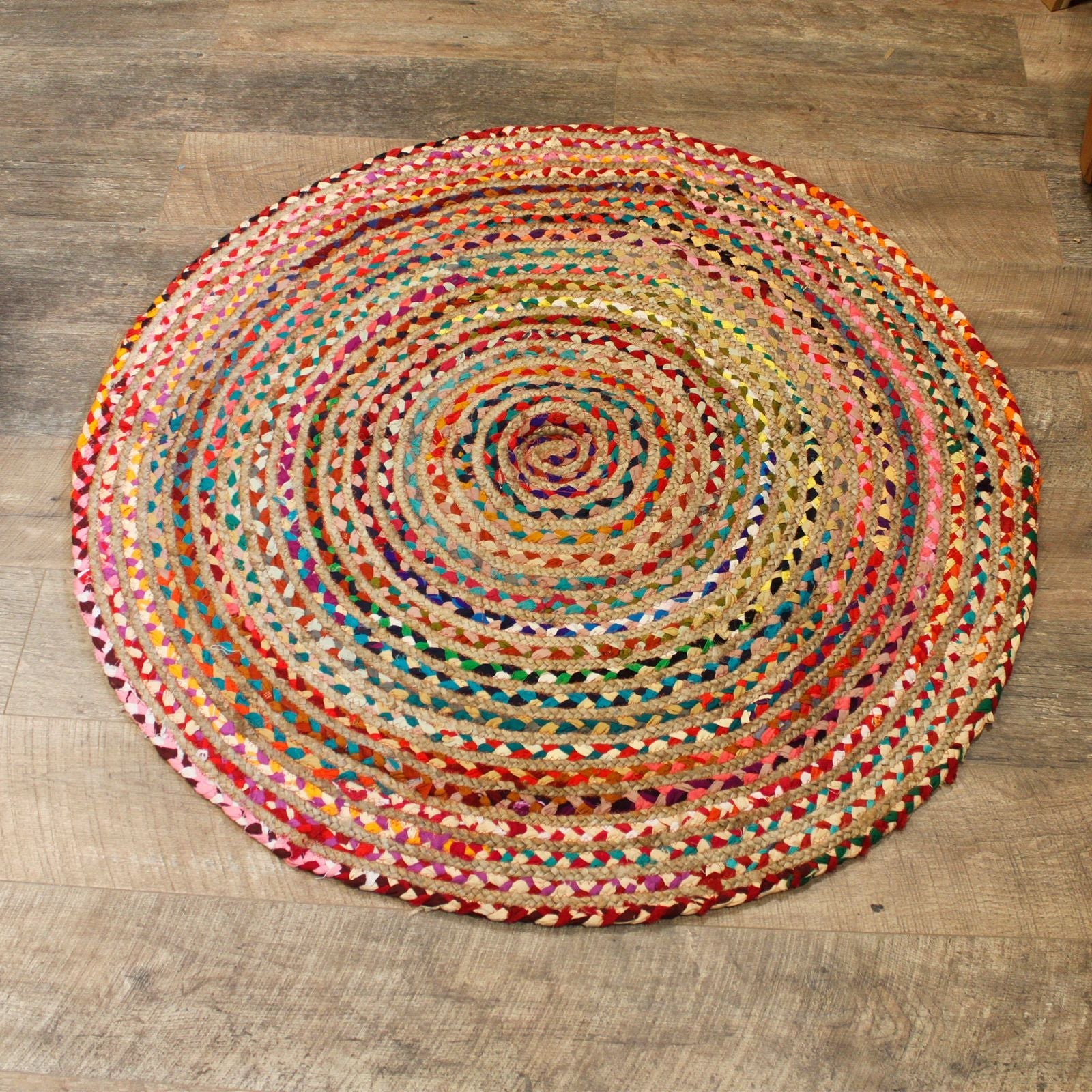 Round Jute and Recycled Cotton Rug - 120 cm - Luna Panther