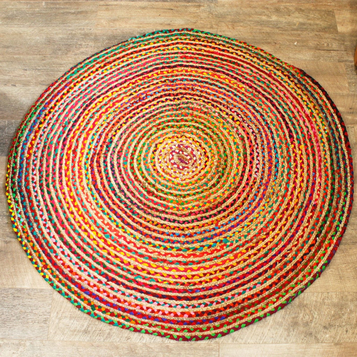 Round Jute and Recycled Cotton Rug - 150 cm - Luna Panther