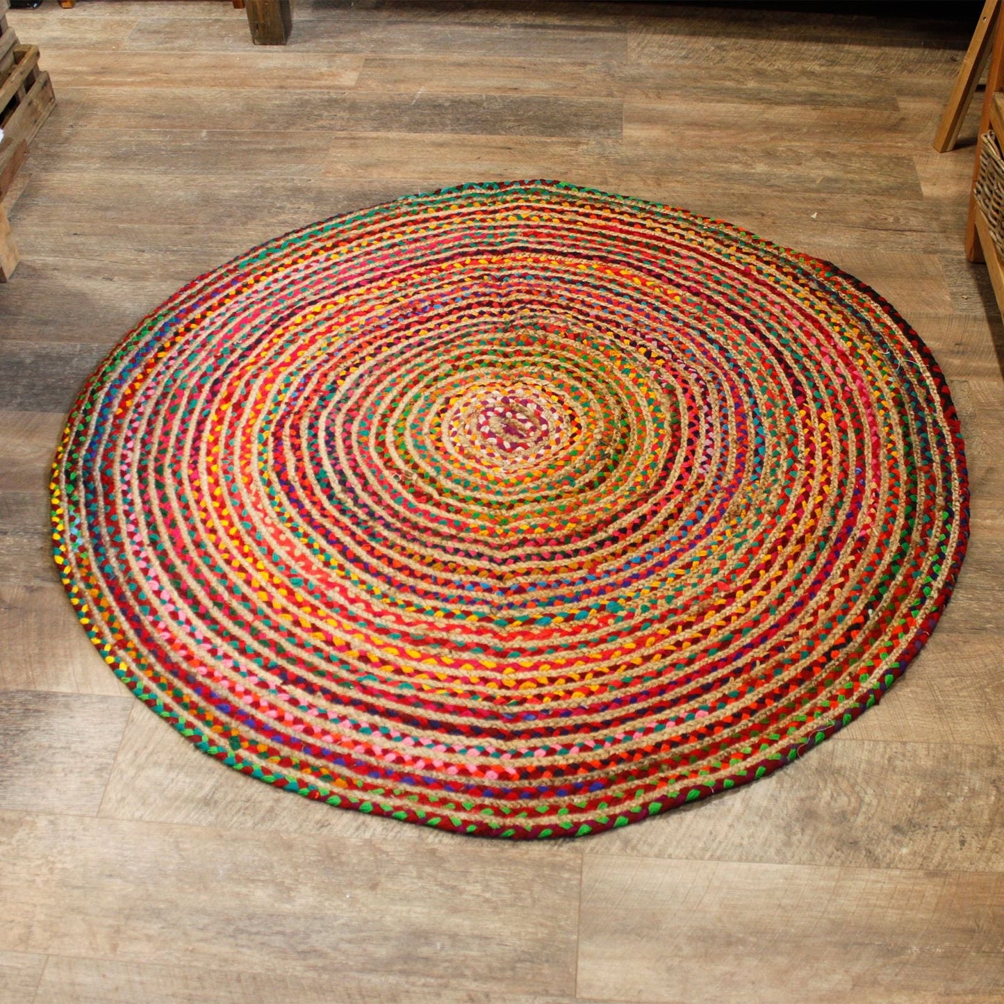 Round Jute and Recycled Cotton Rug - 150 cm - Luna Panther