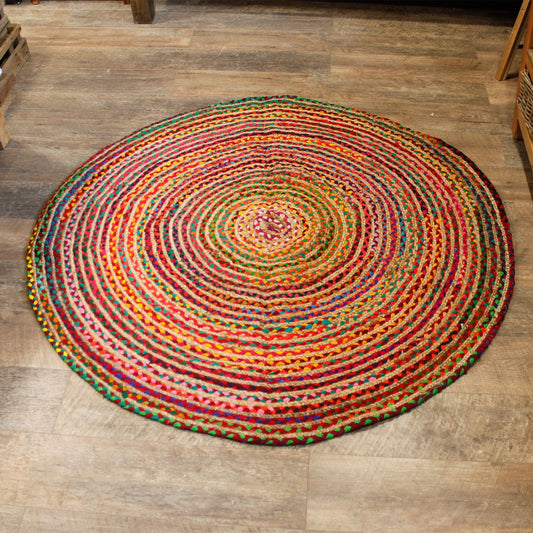 Round Jute and Recycled Cotton Rug - 150 cm - Luna Panther alternate view