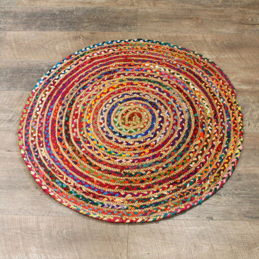 Round Jute and Recycled Cotton Rug - 90 cm - Luna Panther alternate view