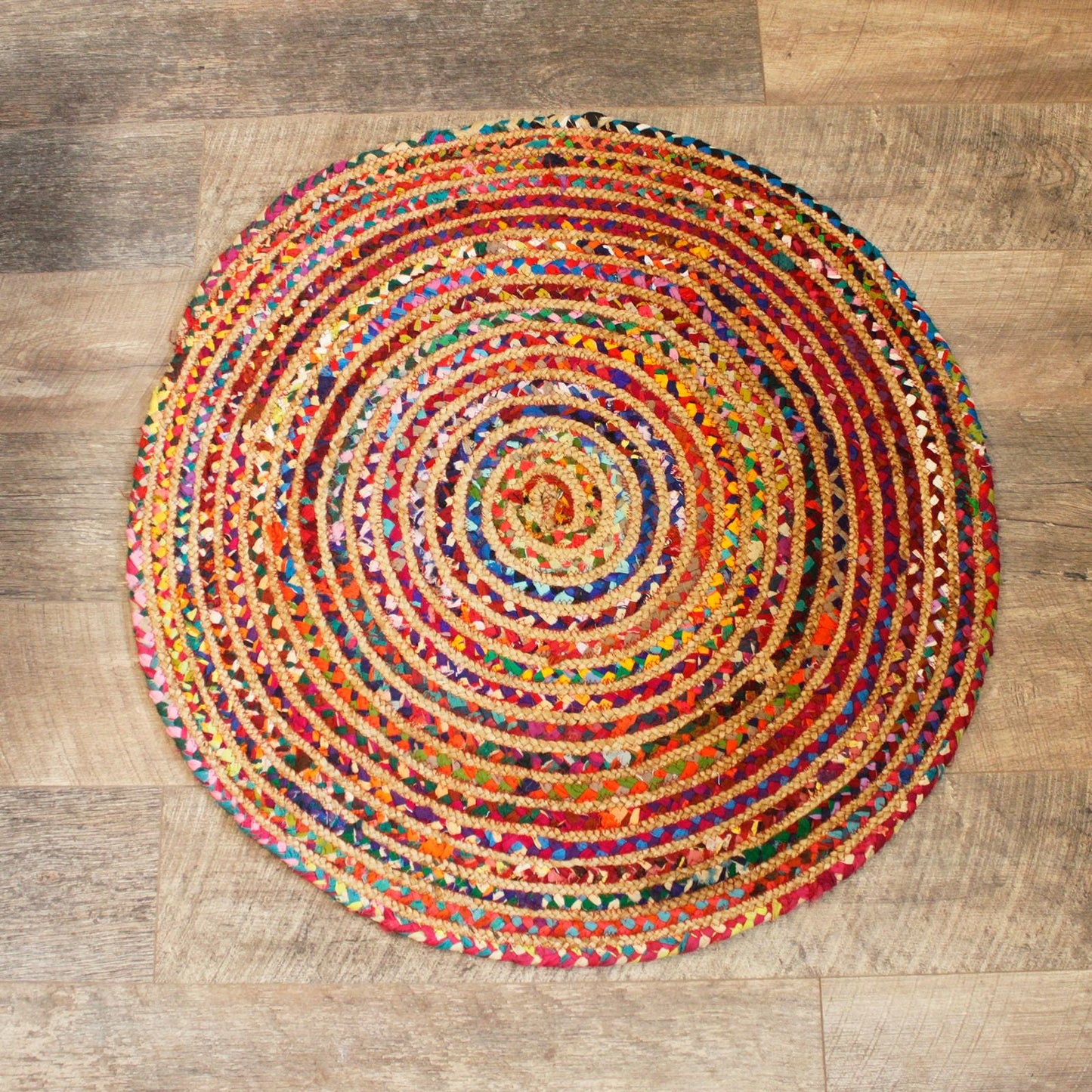Round Jute and Recycled Cotton Rug - 90 cm - Luna Panther