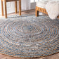 Round Jute and Recycled Denim Rug - 120 cm - Luna Panther