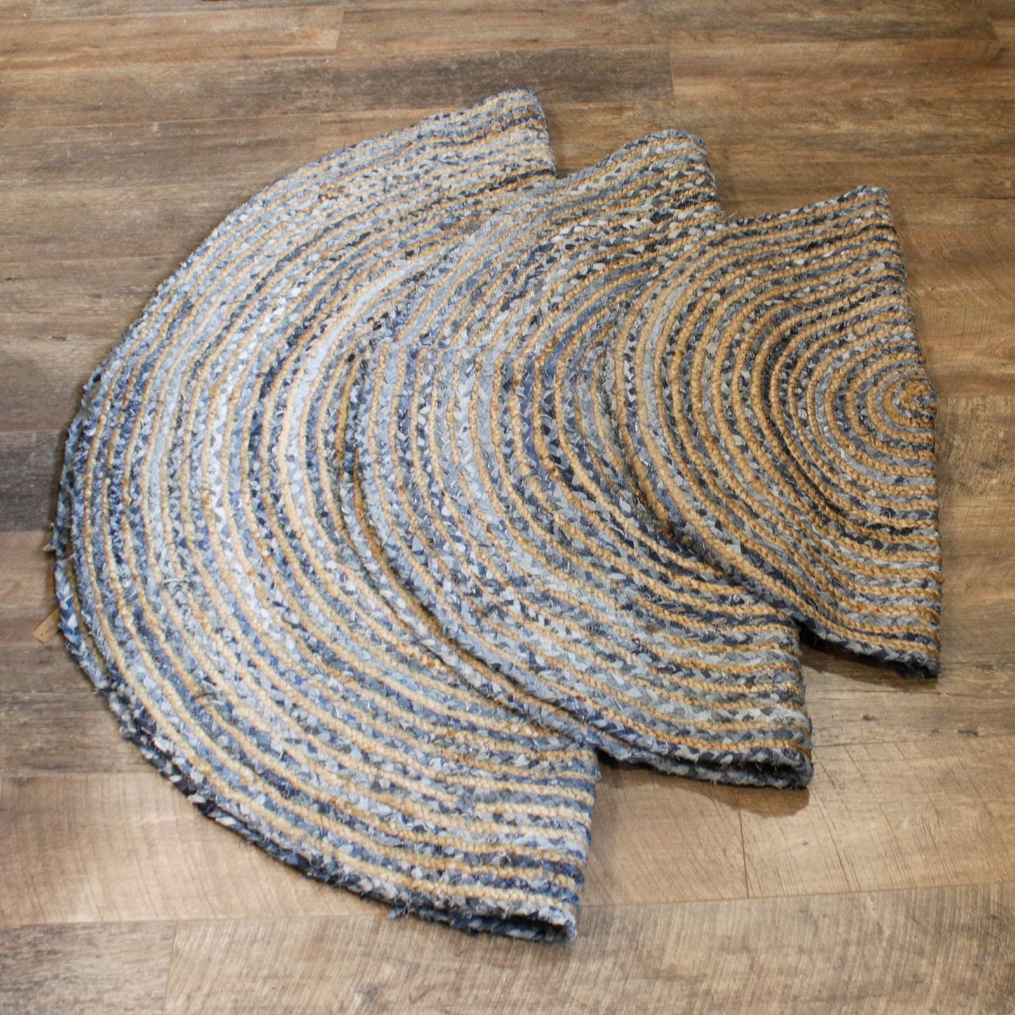 Round Jute and Recycled Denim Rug - 120 cm - Luna Panther