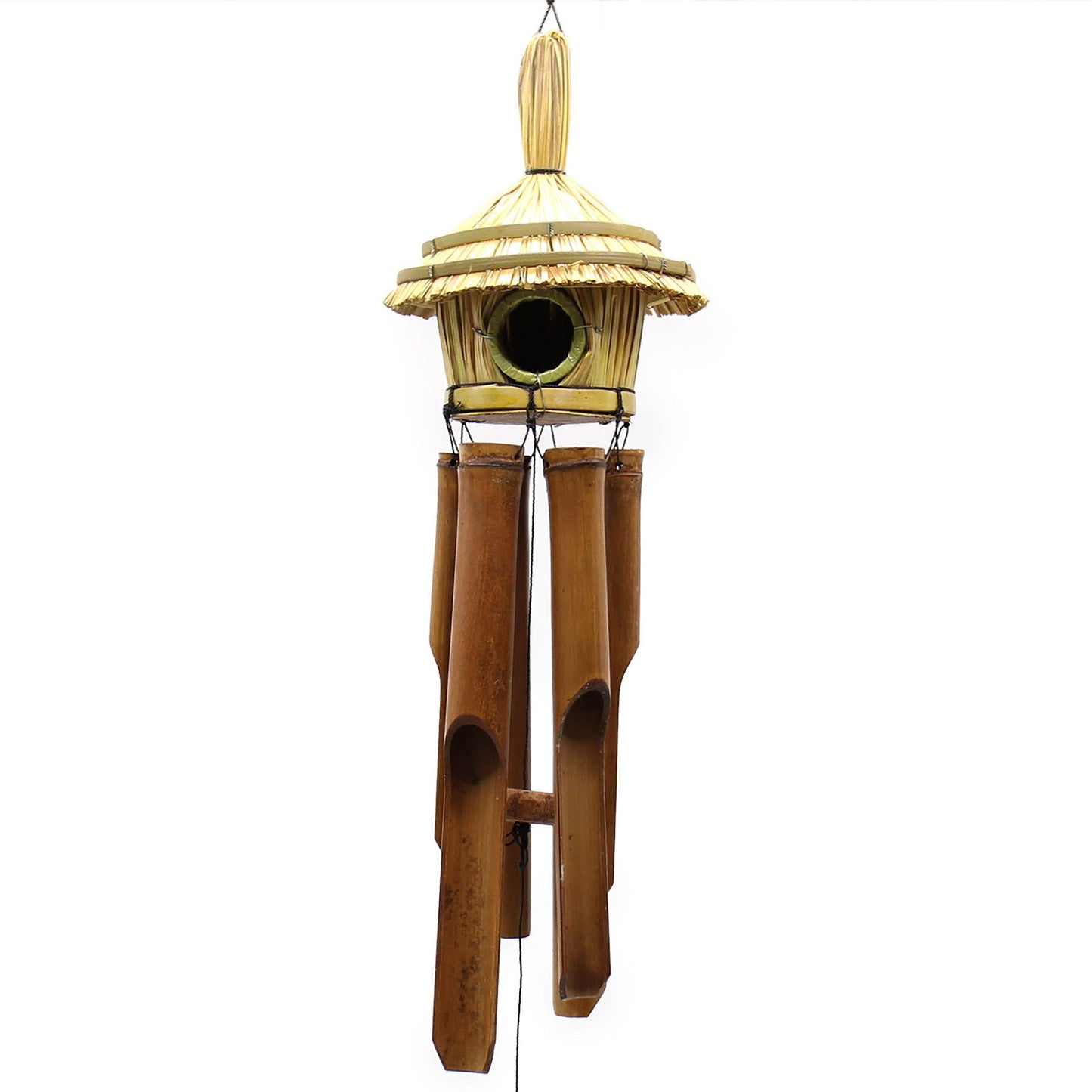 Round Seagrass Bird Box with Chimes 45x17cm - Luna Panther