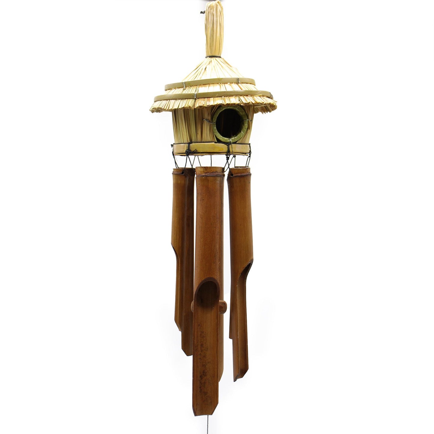 Round Seagrass Bird Box with Chimes 45x17cm - Luna Panther