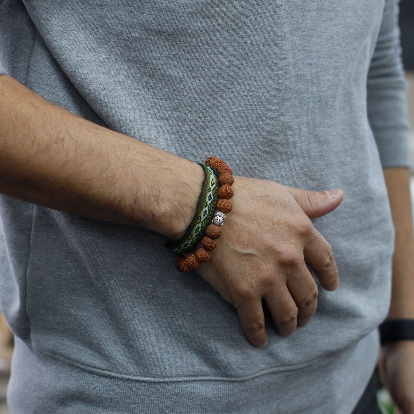 Rudraksha Buddha Bangle Mala - Brown - Luna Panther