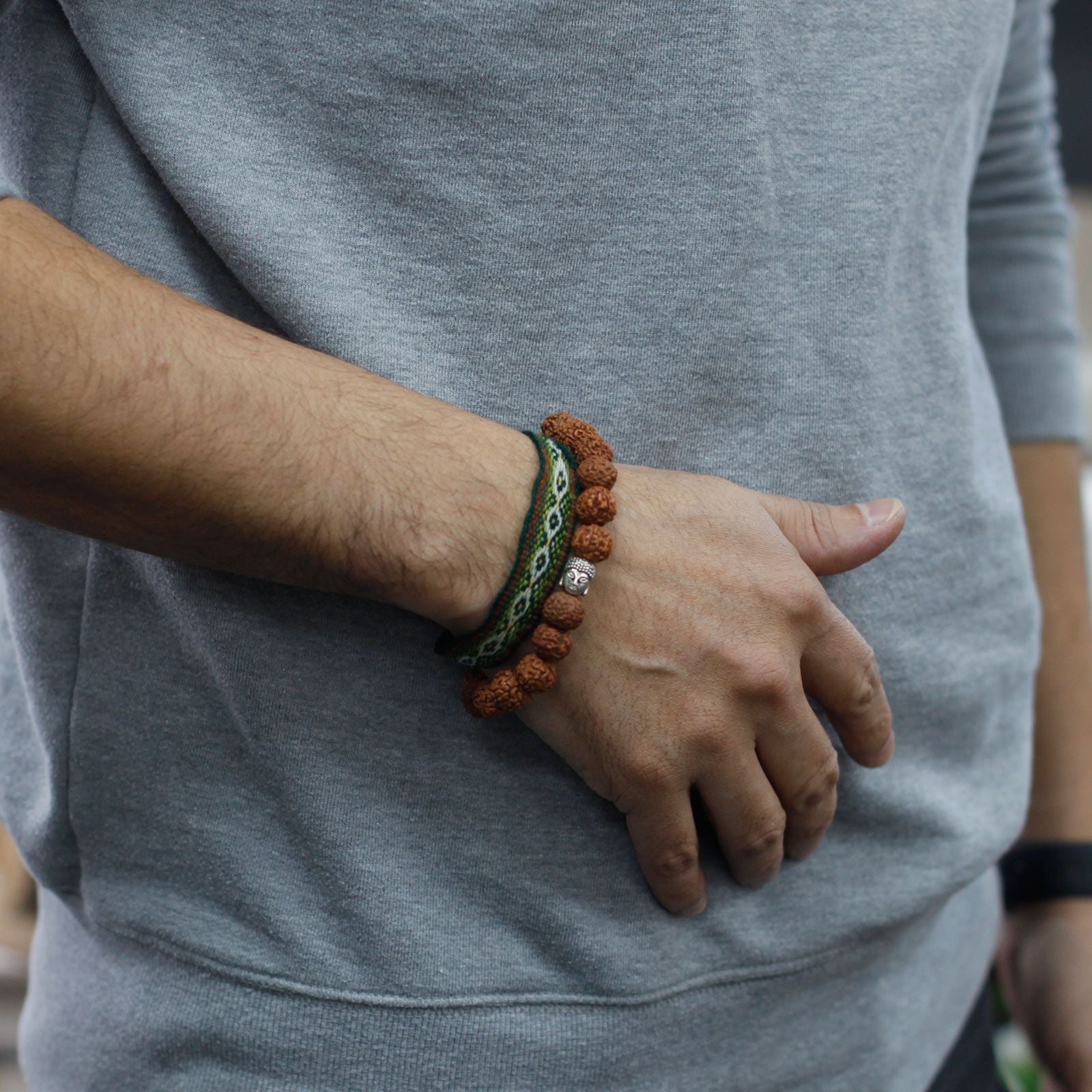 Rudraksha Buddha Bangle Mala - Brown - Luna Panther