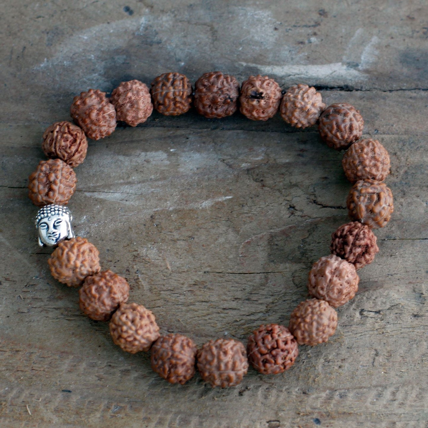 Rudraksha Buddha Bangle Mala - Brown - Luna Panther