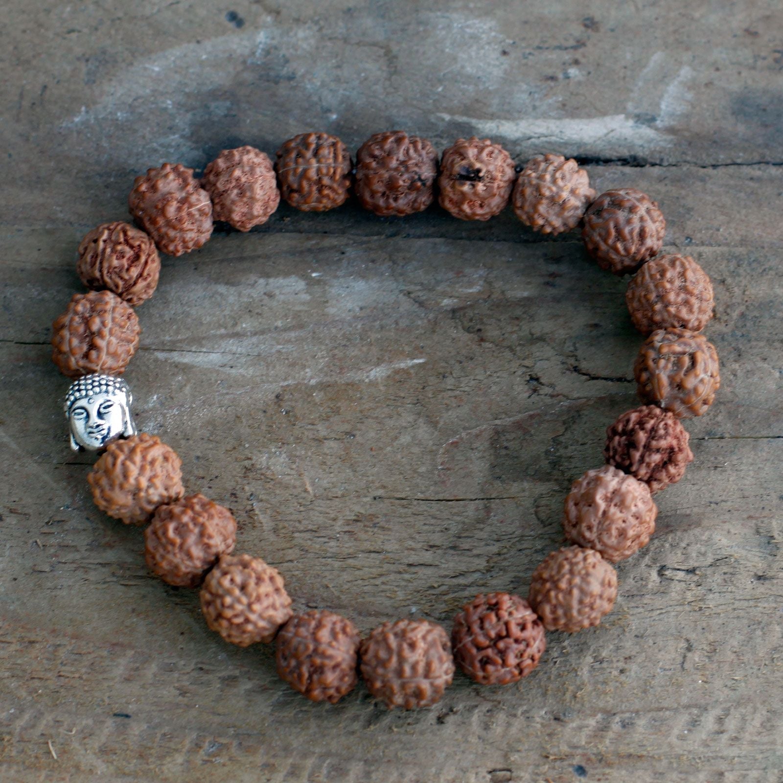 Rudraksha Buddha Bangle Mala - Brown - Luna Panther