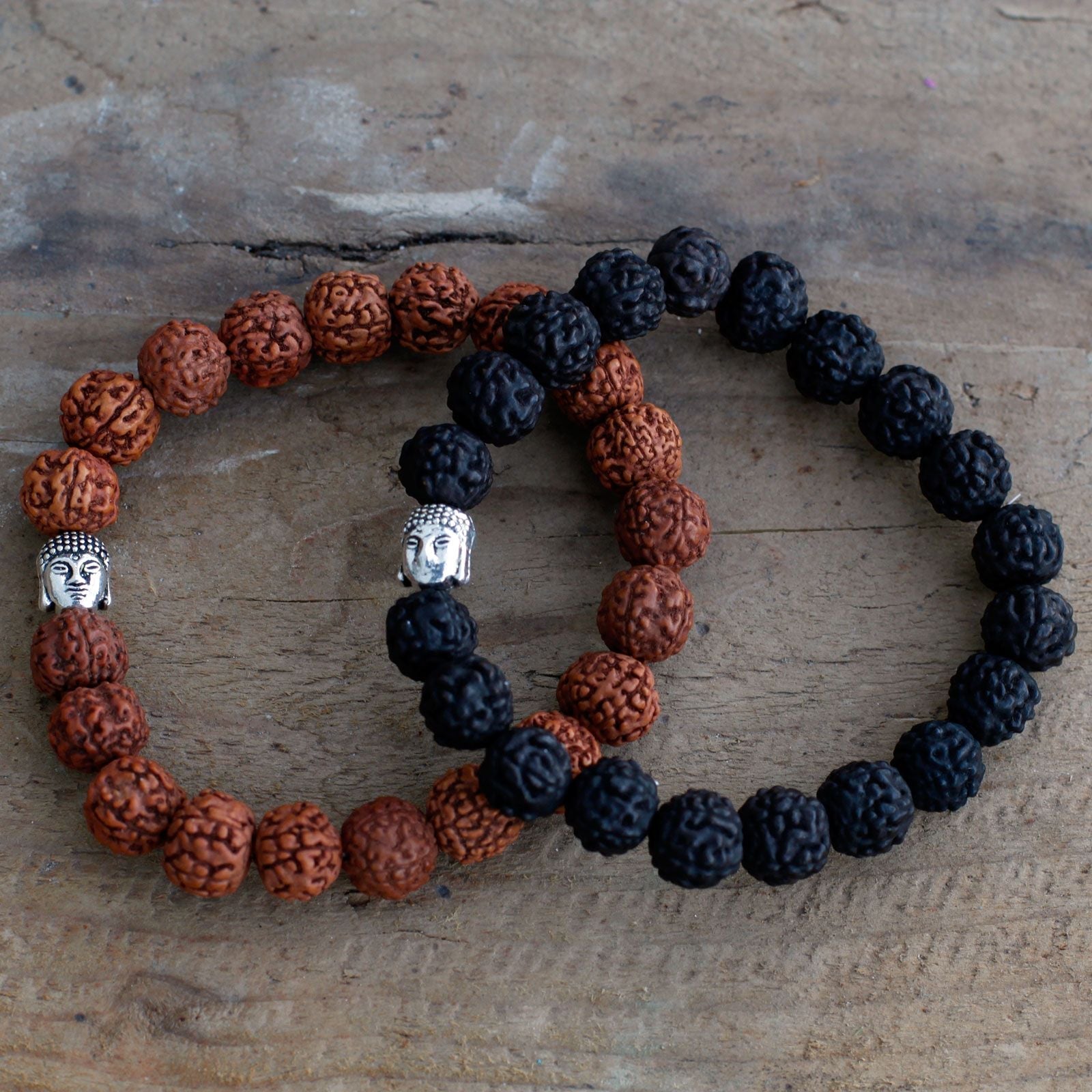 Rudraksha Buddha Bangle Mala - Dark - Luna Panther
