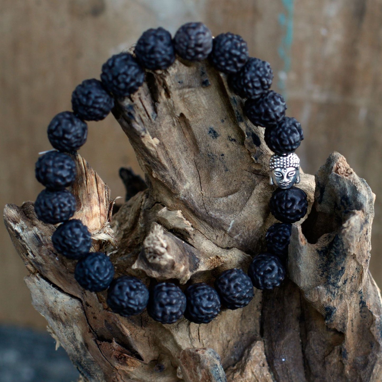 Rudraksha Buddha Bangle Mala - Dark - Luna Panther