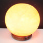 Polished Salt Lamp Ball - Big Wooden Base featuring natural patterning and unique variations - Luna Panther