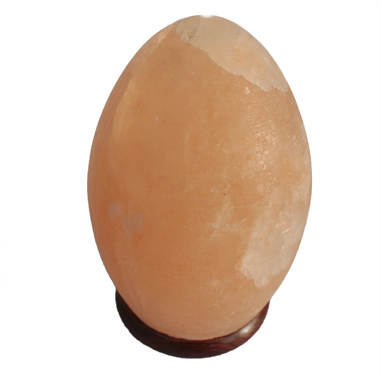 Polished Salt Lamp Egg - Wooden Base featuring natural patterning and unique variations - Luna Panther