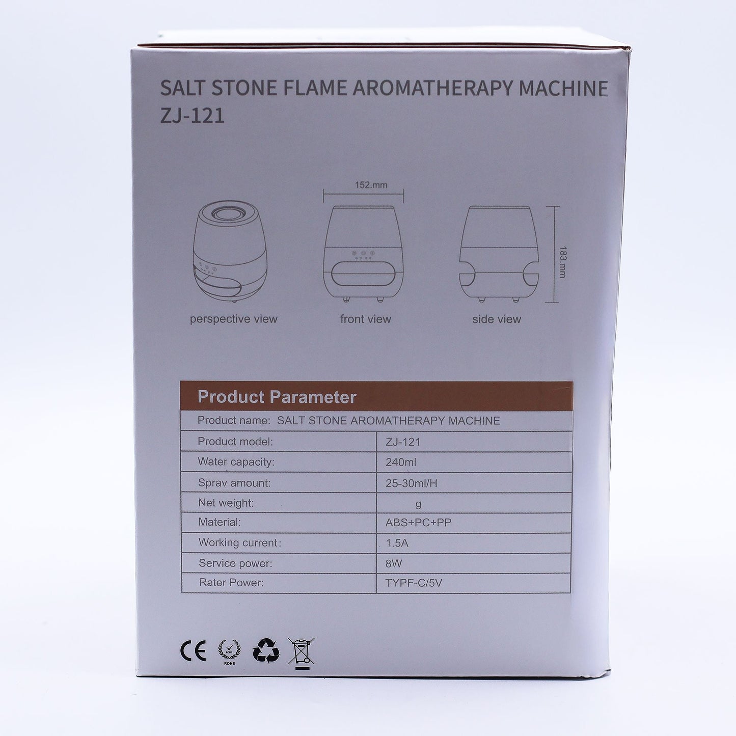 Salt Stone Flame Effect Aroma Diffuser - White USB - Colour Change and Timer - Luna Panther