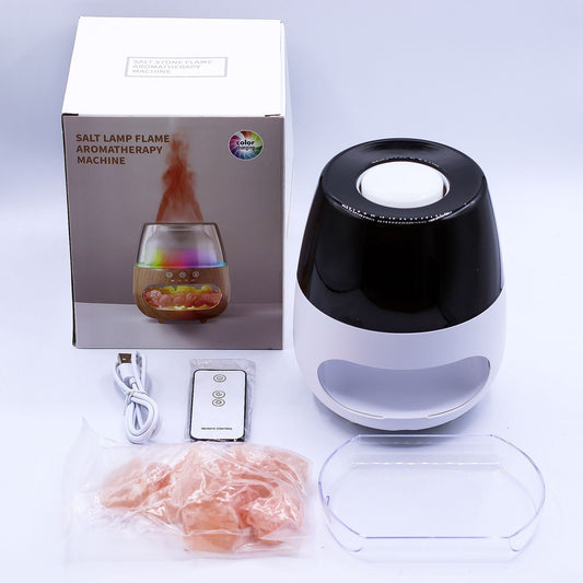 Salt Stone Flame Effect Aroma Diffuser - White USB - Colour Change and Timer - Luna Panther alternate view