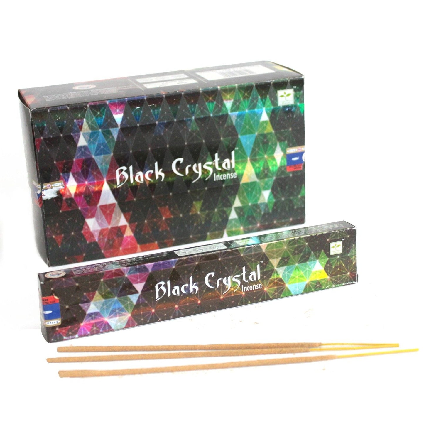 Polished Satya Black Crystal Incense - 15gram featuring natural patterning and unique variations - Luna Panther