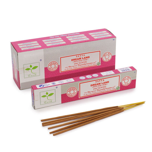 Polished Satya Incense 15gm - Dream Land (White Sage & Rose) featuring natural patterning and unique variations - Luna Panther