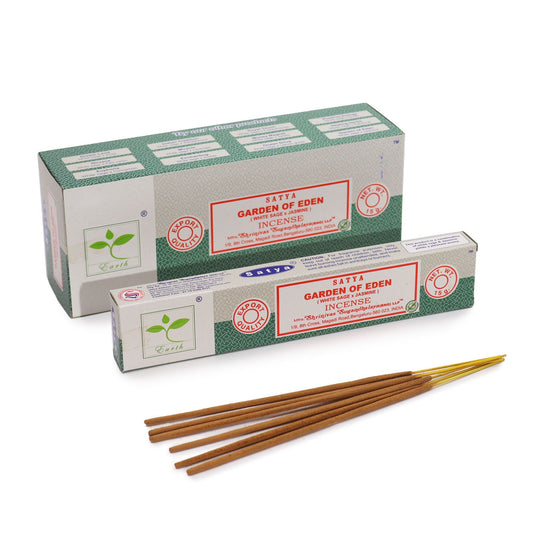 Polished Satya Incense 15gm - Garden of Eden (White Sage & Jasmine) featuring natural patterning and unique variations - Luna Panther