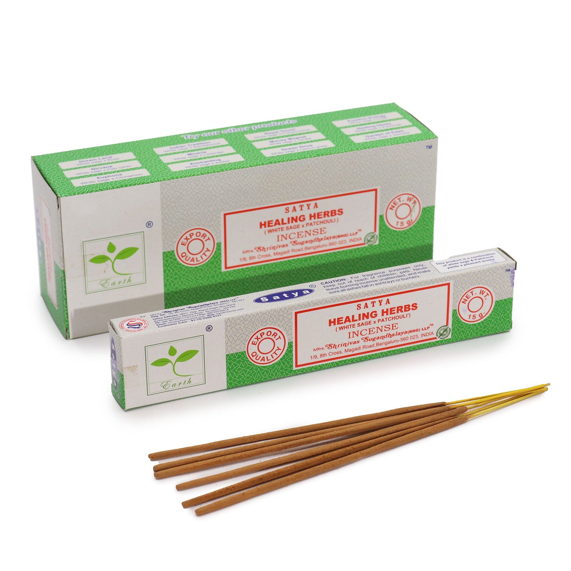 Polished Satya Incense 15gm - Healing Herbs (White Sage & Patchouli) featuring natural patterning and unique variations - Luna Panther