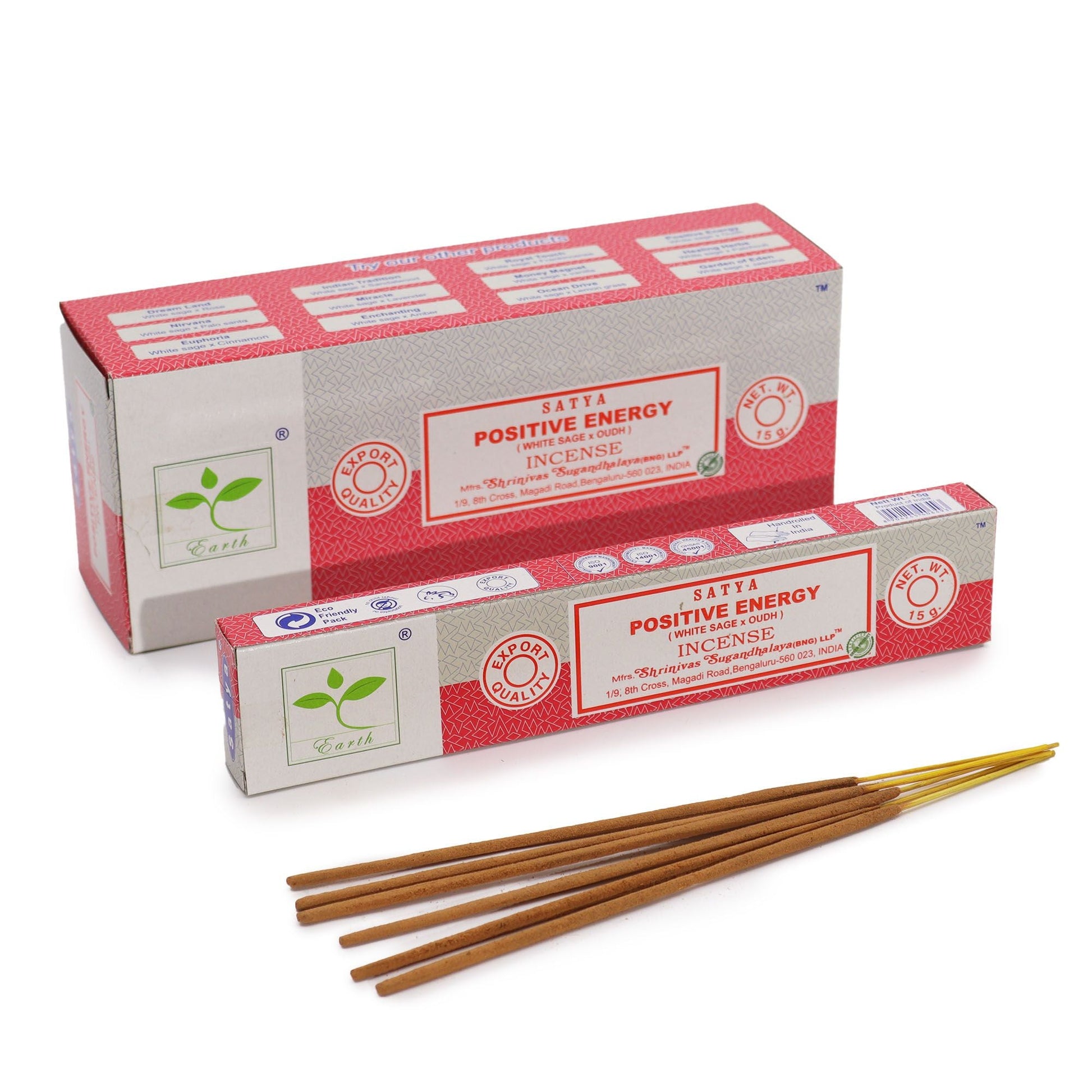 Polished Satya Incense 15gm - Positive Energy (White Sage & Oudh) featuring natural patterning and unique variations - Luna Panther