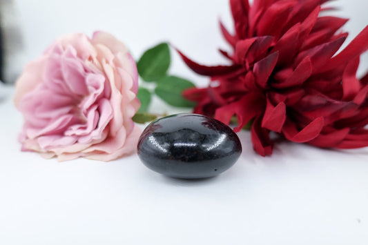 Polished School Black Tourmaline Gallet - 112g featuring deep black tone with natural striations - Luna Panther