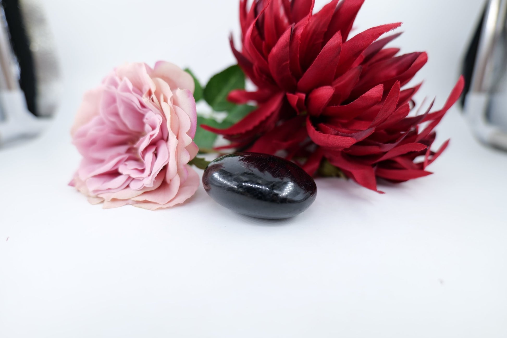 Polished School Black Tourmaline Gallet 123G featuring deep black tone with natural striations - Luna Panther