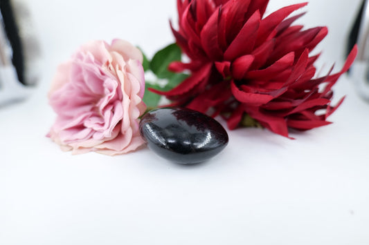 Polished School Black Tourmaline Gallet - 123g featuring deep black tone with natural striations - Luna Panther