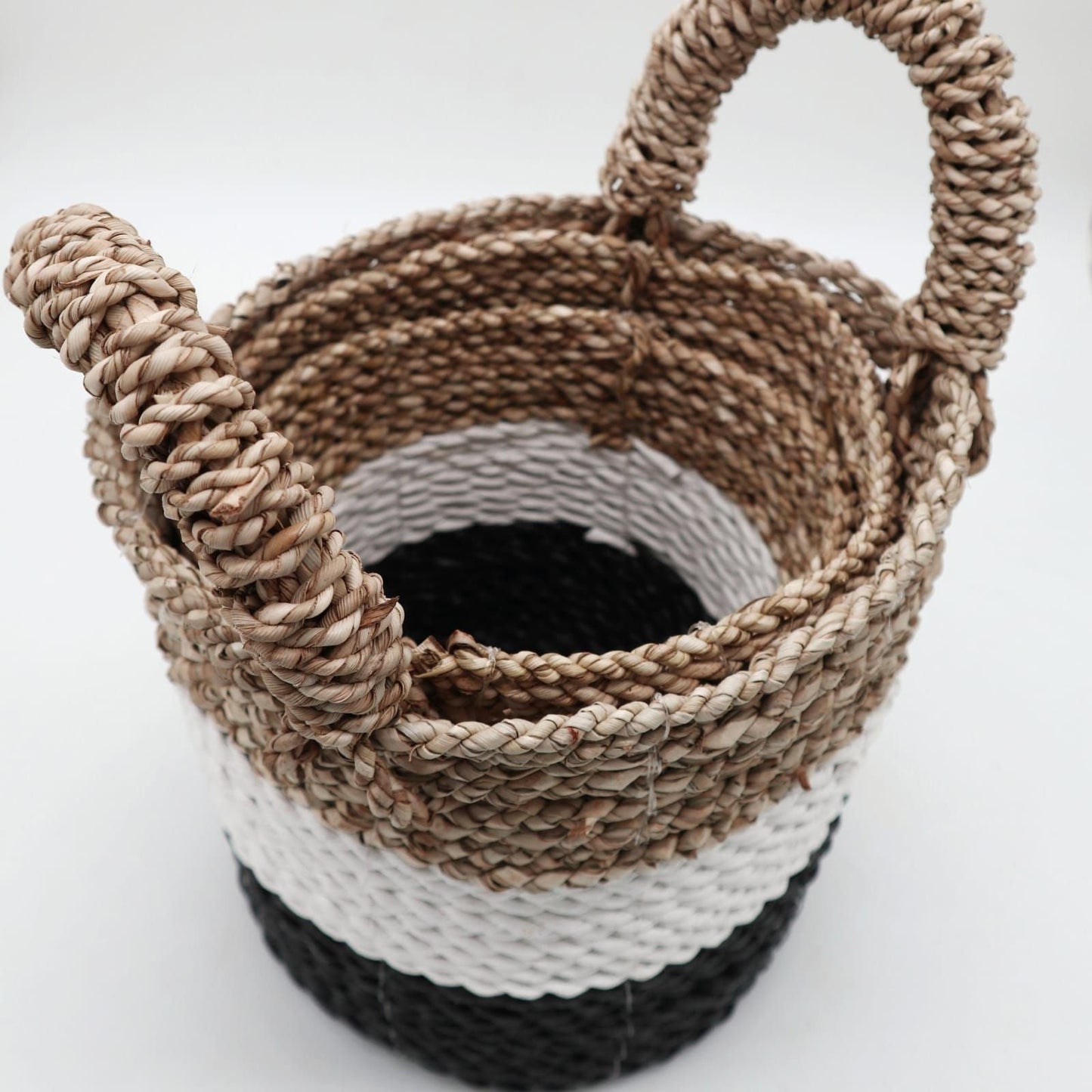 Seagrass Basket Set - Dark Grey / White / Natural - Luna Panther