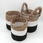 Seagrass Basket Set - Dark Grey / White / Natural - Luna Panther
