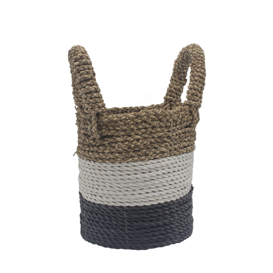 Seagrass Basket Set - Dark Grey / White / Natural - Luna Panther alternate view
