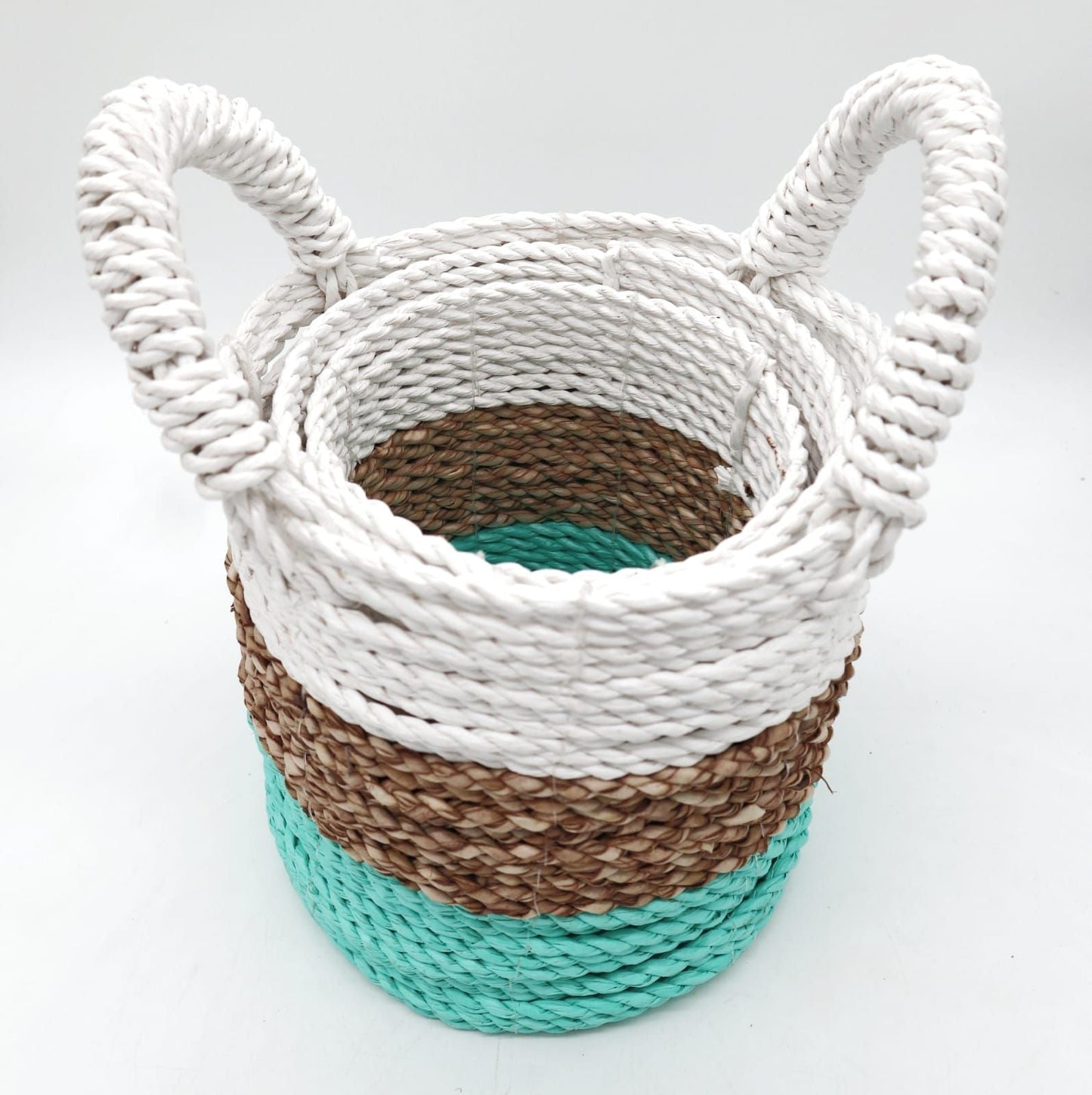 Seagrass Basket Set - Green / Natural / White - Luna Panther