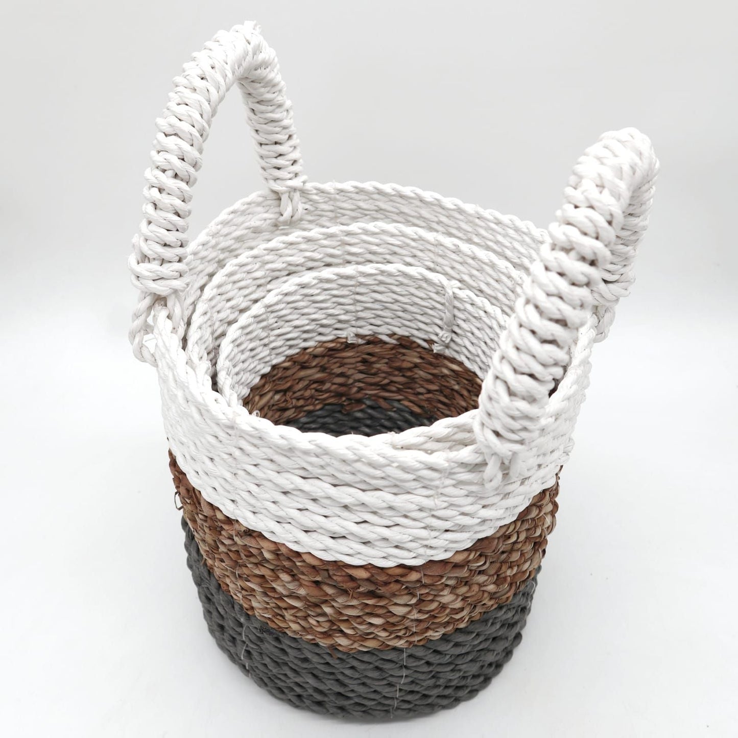 Seagrass Basket Set - Grey / Natural / White - Luna Panther